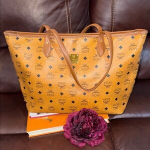 MCM Cognac Visetos Tote Bag